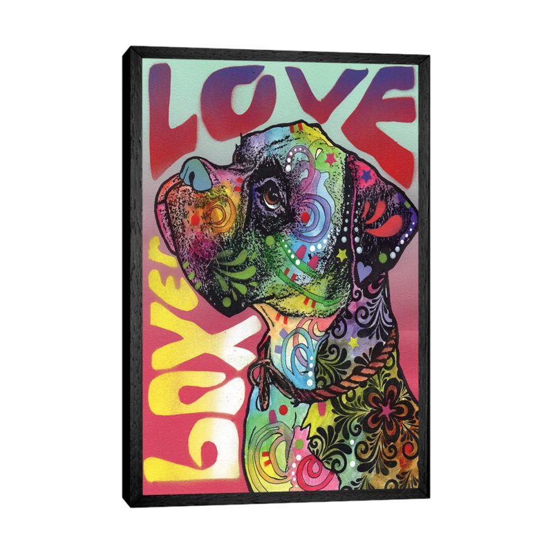 Boxer Love by Dean Russo - Print on Canvas, Black Framed, 66.04 cm H x 45.72 cm W