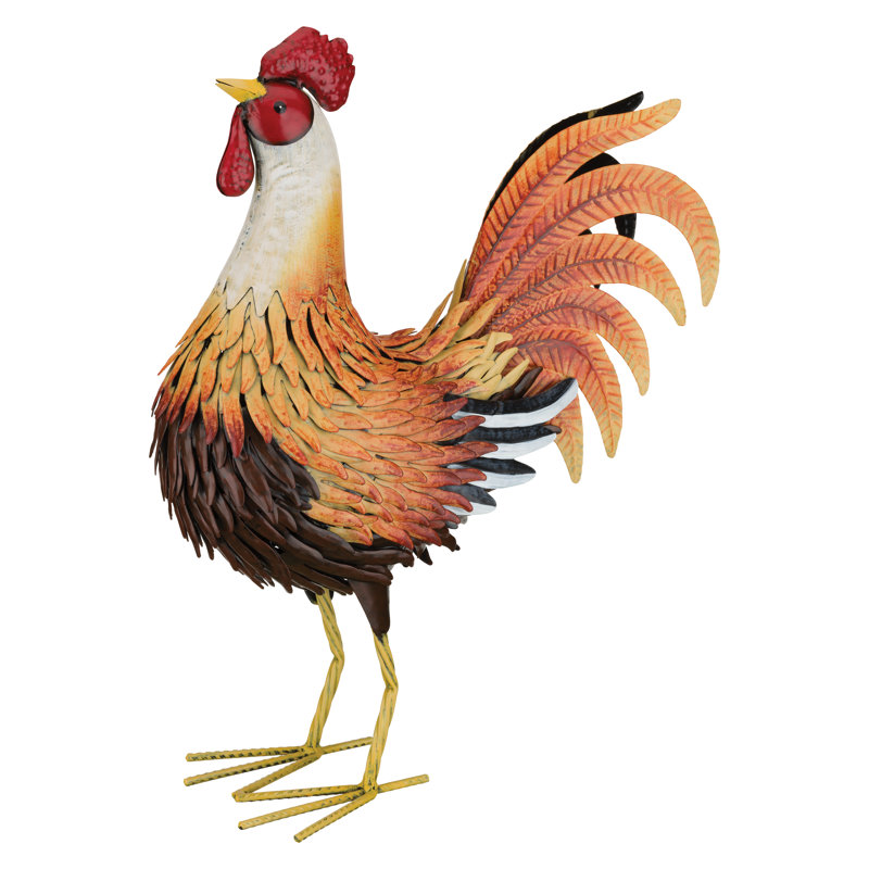 Handcrafted Vibrant Metal Rooster Statue for Indoor/Outdoor Decor