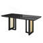 Table de salle à manger moderne 6 places avec accents dorés, noir et or