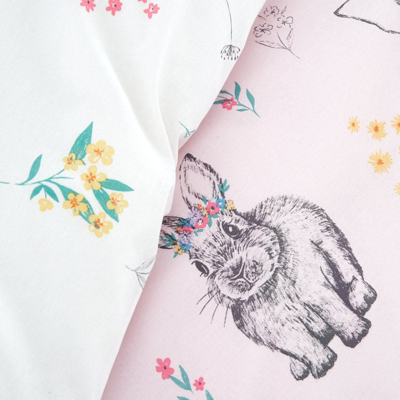 Bunny Tails Ditsy Flowers Reversible Duvet Cover Set, Double Duvet Cover + 2 Standard Pillowcases