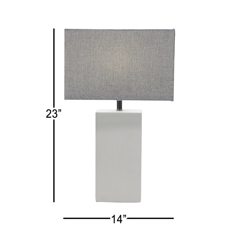 Vaughn Cement Stone Gray Table Lamp with Square Shade