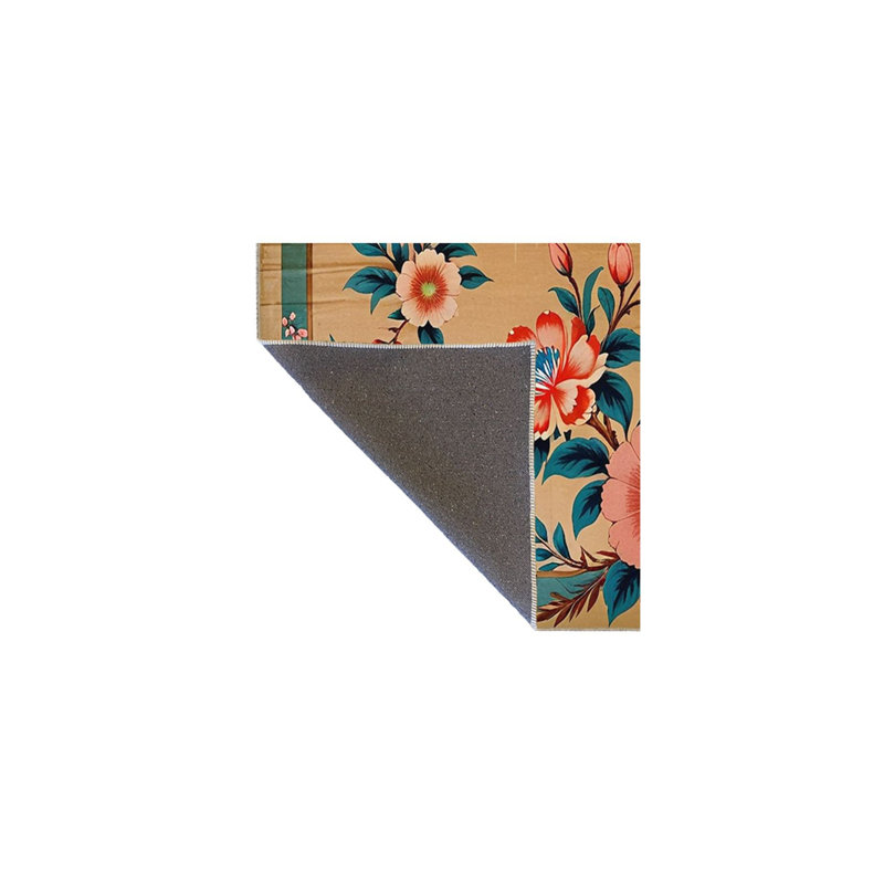 Tapis lavable à la machine à motif rétro motif floral rose de la collection Paris