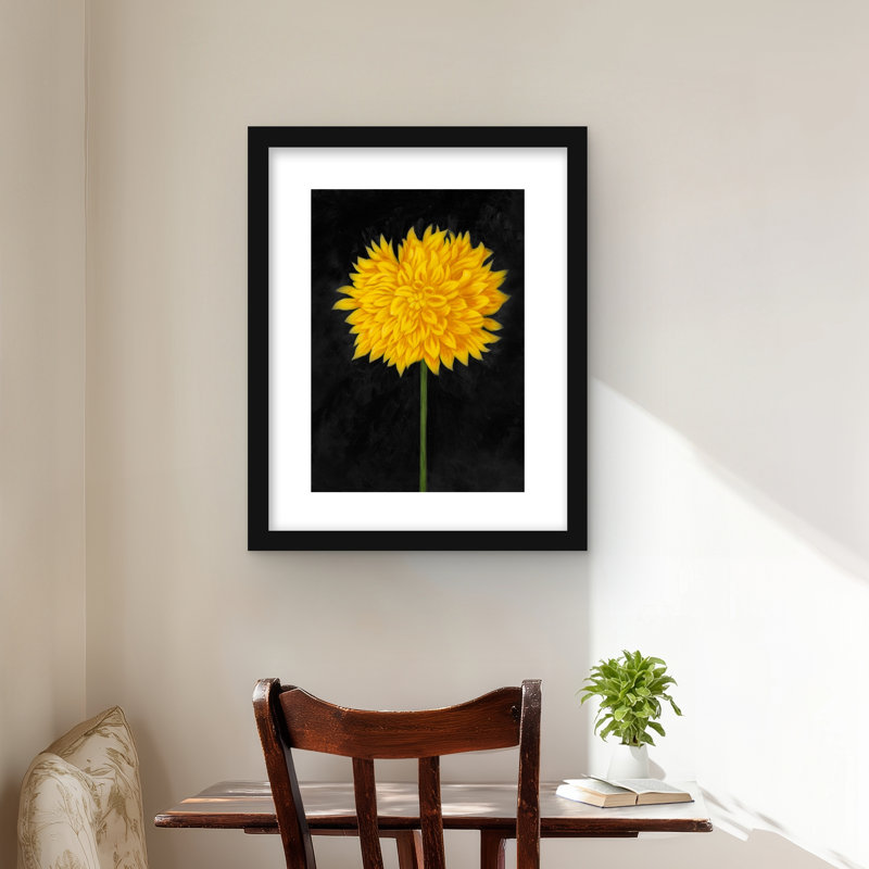 Yellow Chrysanthemum - Framed Matted Print for Bedroom Decor