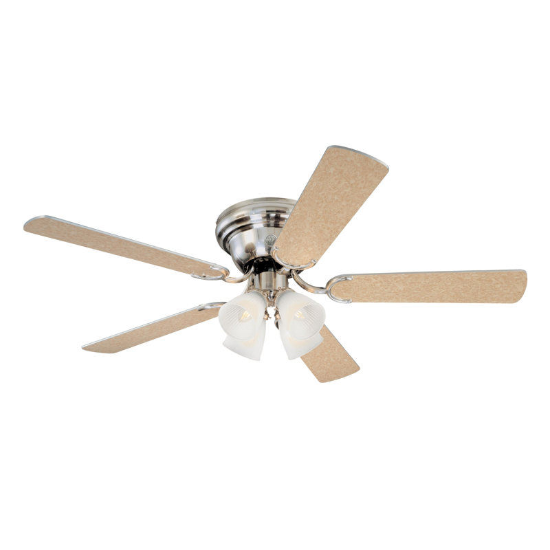 Rosenblatt 52'' Ceiling Fan with Light Kit, Frosted Ribbed, Rosewood