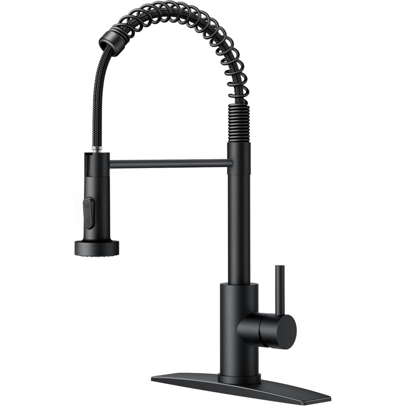 Kitchen Sink Faucet With Pull Down Sprayer, Stainless Steel Commercial Single Handle Classic Spring Pull Out Sink Faucet For Farmhouse Camper Laundry Utility Room