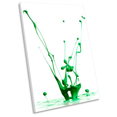 Green Paint Splash Abstract Picture 1 Piece Wrapped Canvas Wall Art