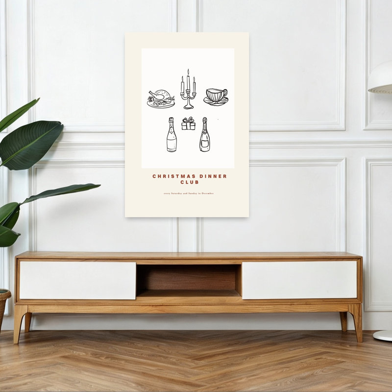 Christmasdinnerclub, impression d'art mural contemporain, 48" H x 32" W
