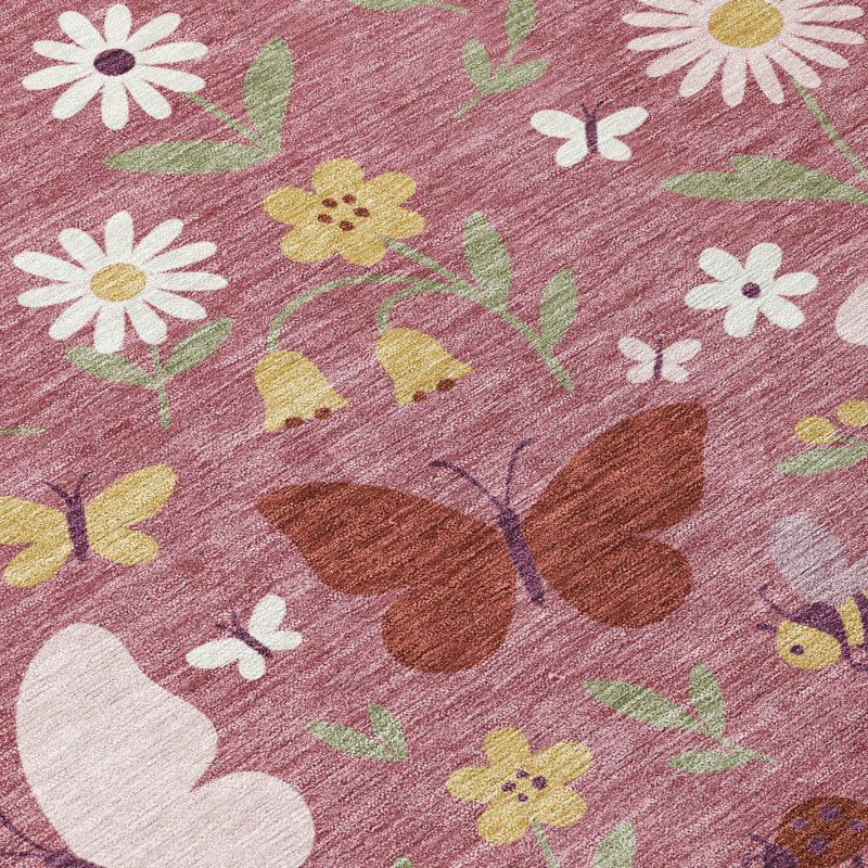 Machine Washable Indoor/Outdoor Chantille ACN2618 Kids Rug, Mauve, 9' x 12'