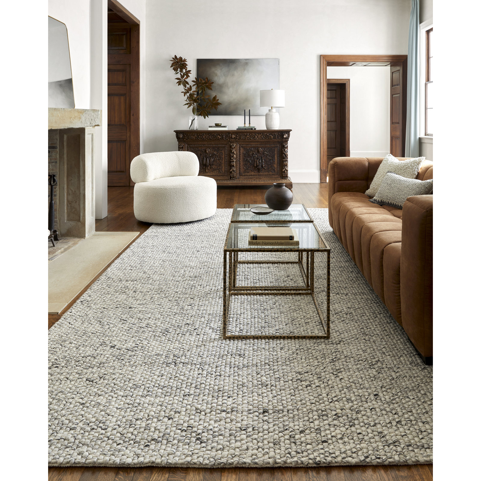 Hero Charcoal Ivory Hand-Woven Flatweave Rug, Rectangle 10' x 14'