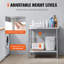 Table de préparation en acier inoxydable table de travail en métal robuste avec 3 niveaux de hauteur réglables-512507995