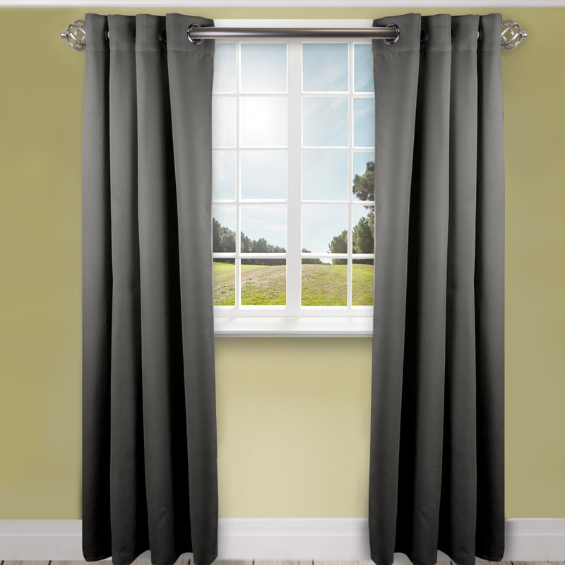 Panneau de rideau simple obscurcissant synthétique avec œillets Polen Drapery, 180 po x 108 po, Gris clair