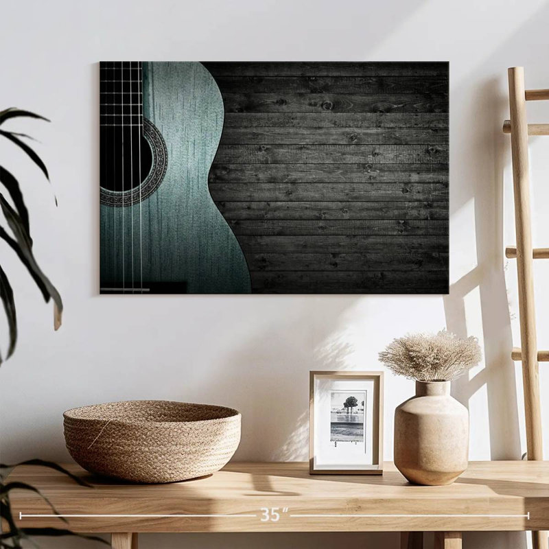 Abarca Vignette, guitare bleue, H 24 po x l 36 po