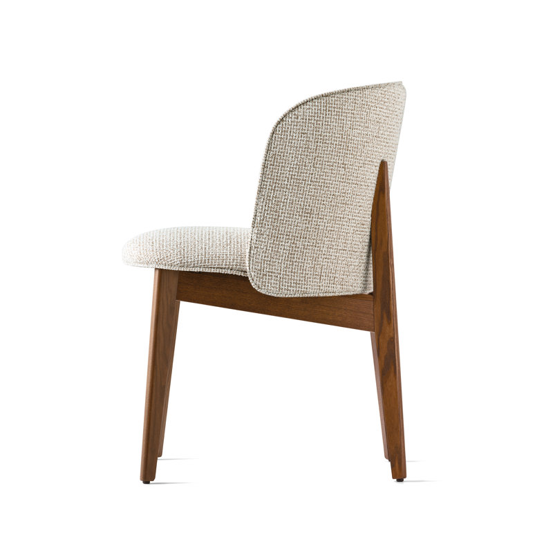 Abrey Upholstered Armchair with Wooden Base, Hemp, Walnut