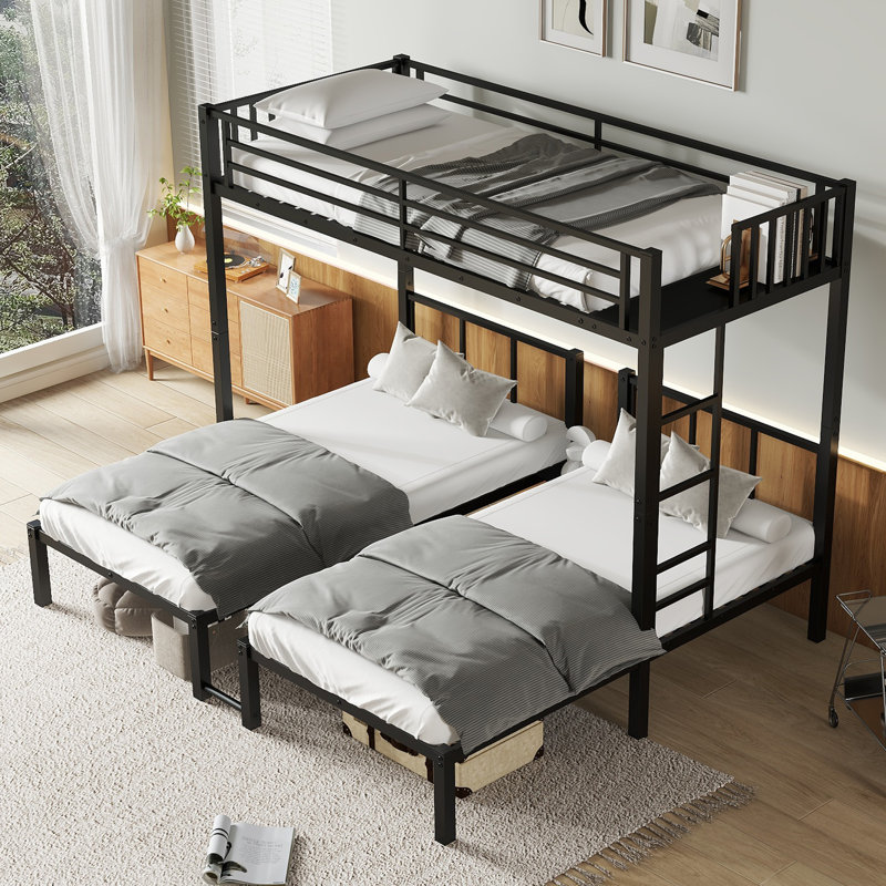 Twin Over Twin & Twin Bunk Beds For 3 Metal Triple Bunk Bed Frame
