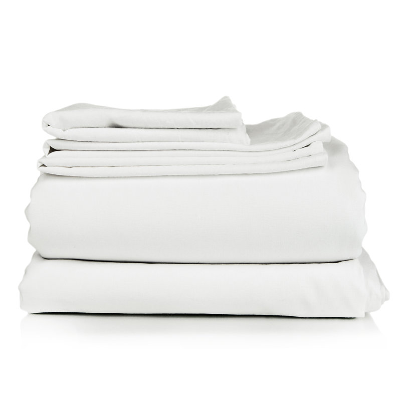 Ensemble de draps en micro-fibre, Blanc, Ensemble de drap pour lit très grand avec drap-ho