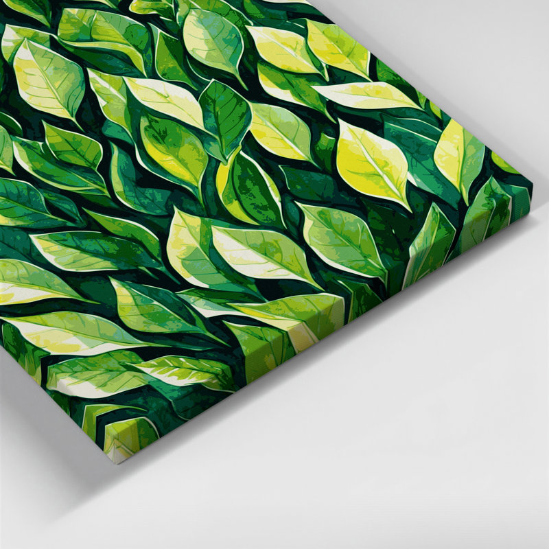 "Watercolor Botanical 71", art mural sur toile verte, H 8 po x l 10 po