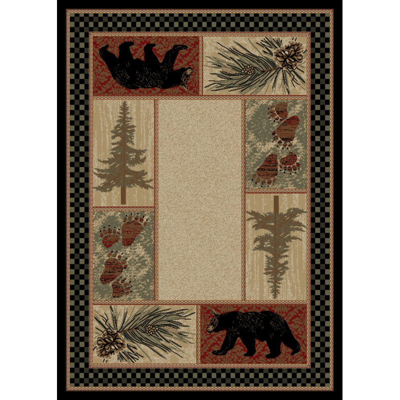 Tapis géométrique beige / noir Seagle, Rectangle 10'6" x 14'3"