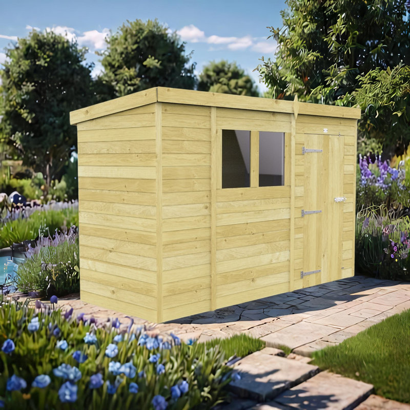 10ft x 4ft Pent Shed - Single Door with Windows
