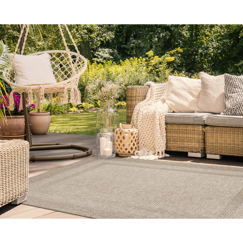 Goldye Machine Woven Polypropylene Indoor / Outdoor Area Rug in Sand/Beige, Rectangle 3'3" W x 4'11" L