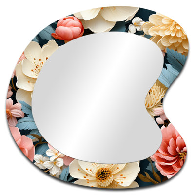 Bouquet printanier motif botanique III - Floral Art décoratif en métal - Miroir mural asymétrique traditionnel