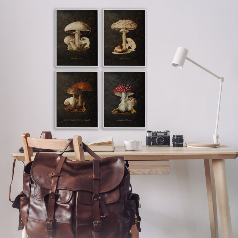  Mushroom Genus Study, ensemble de 4 estampes numériques par Tina Higgins Designs, Inc., H 18 po x l 12 po