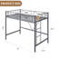 Structure de lit mezzanine simple en métal robuste - capacité de 400 lb - Gain de place et sans bruit - Barrières de sécurité-1536969895