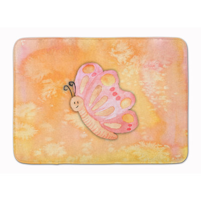 Tapis pour salle de bain en mousse à mémoire de forme aquarelle papillon