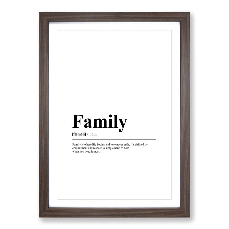 Dictionary Family - Picture Frame Typography, 65cm H x 48cm W x 2cm D, Walnut