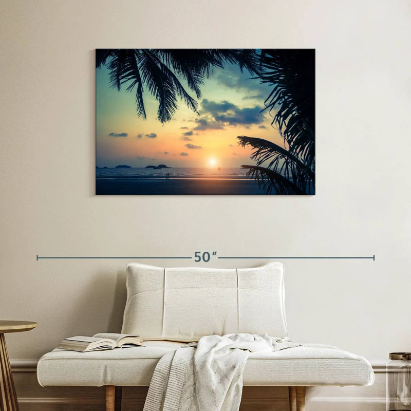 Gillard coucher de soleil silhouette de palmiers, H 26 po x l 39 po