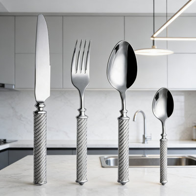20-Piece Professional 18/10 Stainless Steel Cutlery Set - Heavy Duty Forged Steak Knife, Dinner Fork, Teaspoon, Dessert Spoon And Coffee Spoon For Restaurant, Hotel And Home Use
