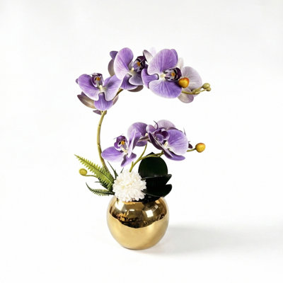 Orchidées artificielles roses modernes dans un vase 16 "