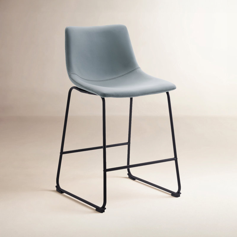 Ensemble de 2 tabourets de comptoir en cuir Anke, Gris, Tabouret de comptoir (siège d’une hauteur de 24