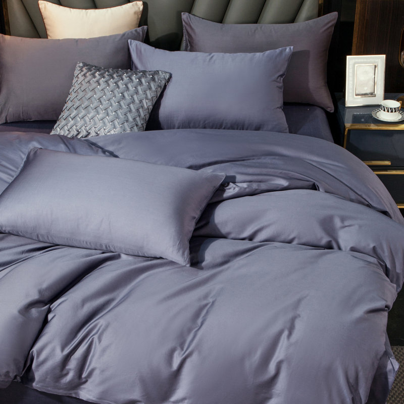 Ensemble de housse de couette MooMee, Housse de couette pour très grand lit et 2 taies , Gris bleuâtre