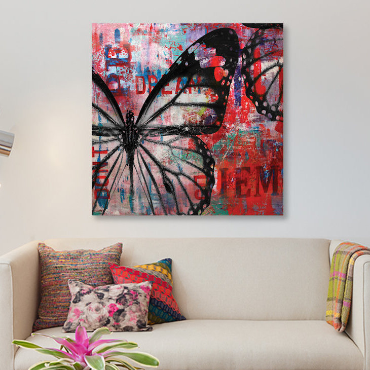 «Butterfly IV», impression sur toile, H 12 po x l 12 po x P 1,5 po, Pas de tapis, Toile tendue
