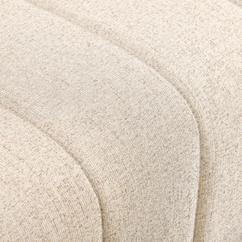 Lisbon 98'' Beige Chenille Round Arm Sofa with Gold Accents
