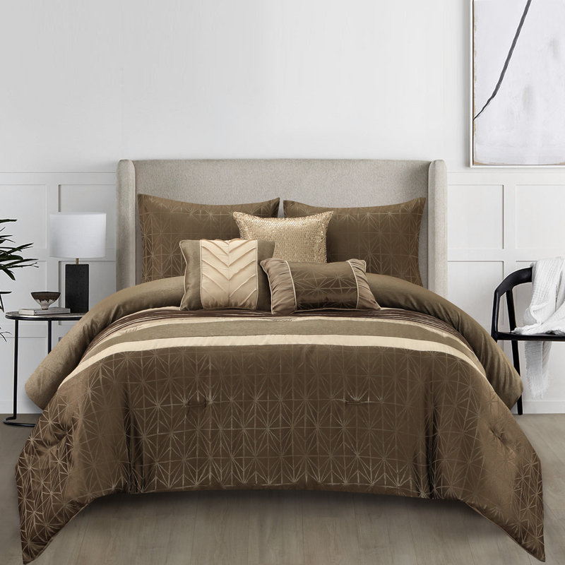 Trinity Microfiber 6 Piece Comforter Set, King Comforter + 5 Additional Pieces, Gray