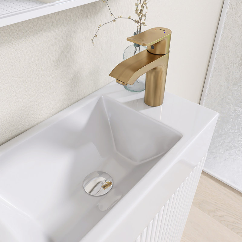 Ensemble de meuble-lavabo autoportant 18,6 po avec plateau en céramique 18,6 po, Blanc