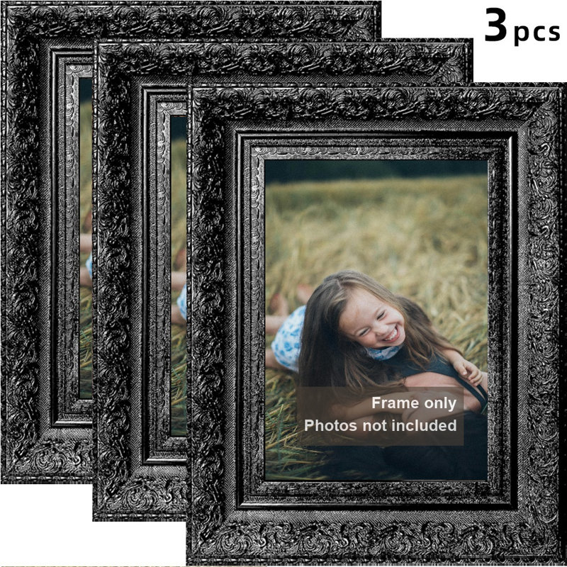 Black 3 PCS 11" x 14" Classic Picture Frame with Decorative Profile