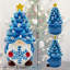 Arbre de Noël en céramique, décorations de Noël pour table de maison intérieure, décorations de Noël gnome bleu, petit arbre de Noël avec lumières, décor de vacances d'hiver en céramique