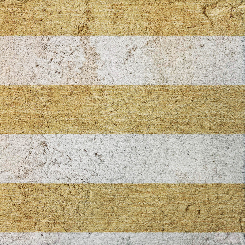 Premium Machine Washable Dream Shag ADS528 Striped Rug, Gold, 2'6" x 3'10"