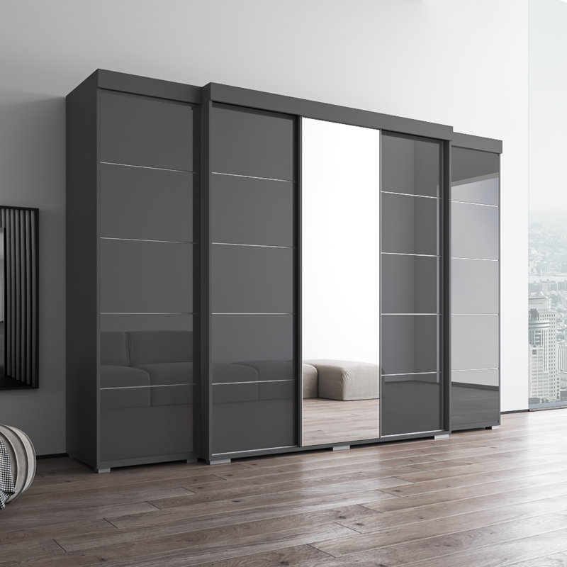 Armoire 117,3 "avec 1 miroir Aria, gris