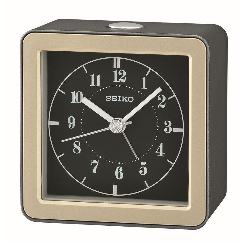 QHE082NLH Alarm Clock, Metallic Dark Silver-Tone, Metallic Dark Silver