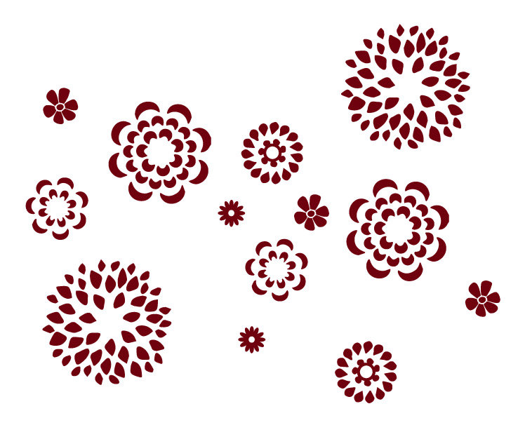 Adhésif décoratif motif floral, H 38 po x l 48 po x P 0,01 po, Bourgogne