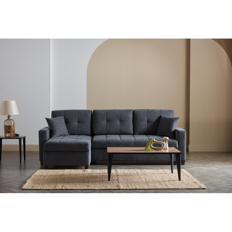 Upholstered Sectional, Anthracite Fabric, Left Hand Facing