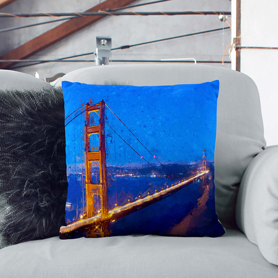 Golden Gate Suspension Bridge in Abstract Cushion with Filling