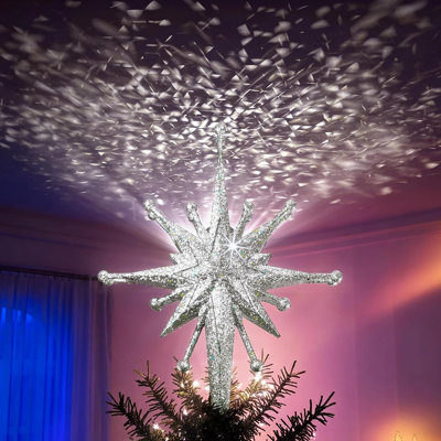 Christmas Tree Topper with Wide Coverage Frosted Silver Lights