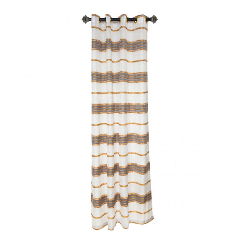 Ademiposi Cotton Semi Sheer Curtain Single Panel, White/Gold/Beige