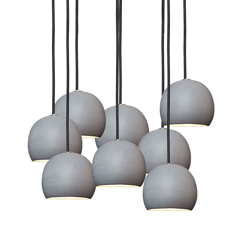 Clay 8 - Light Chandelier, 116" H, Black, Gray