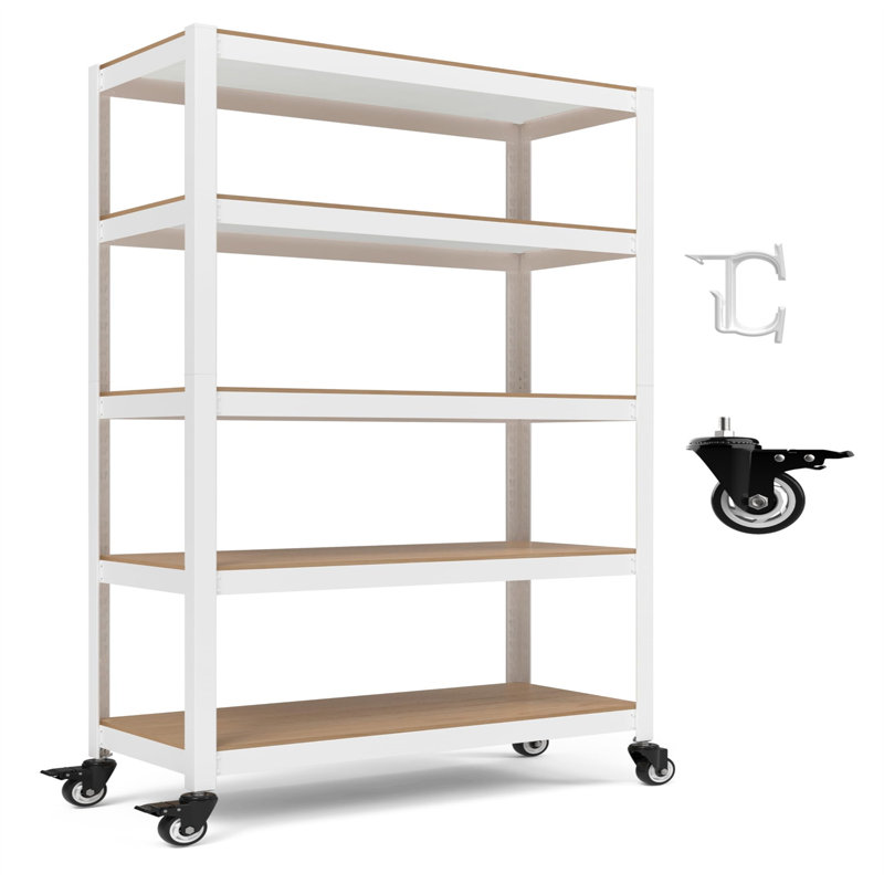 Utility Cart with Wheels, 69.49" H x 36.18" W x 16.5" D, White