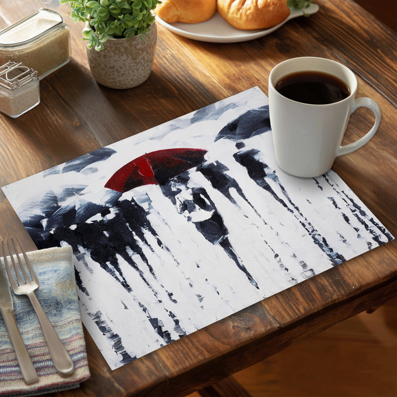Figurative Modern Blue Placemat - Abstract Silhouettes Design